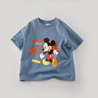 Disney Mickey Boys T Shirts Short Sleeved Tops Cartoon Cotton Kids Clothing Summer Casual Simple Children Tees Toddler Costume
