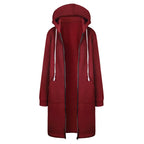 2024 Women's Autumn Winter ThickenHoodies Parkas Loose Hooded Jackets Zipper Pocket Maxi Size Sweatshirt Sports Dresses Outwear