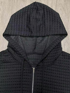 Plus size European and American cross-border autumn new casual solid color pocket zipper hooded jacket
