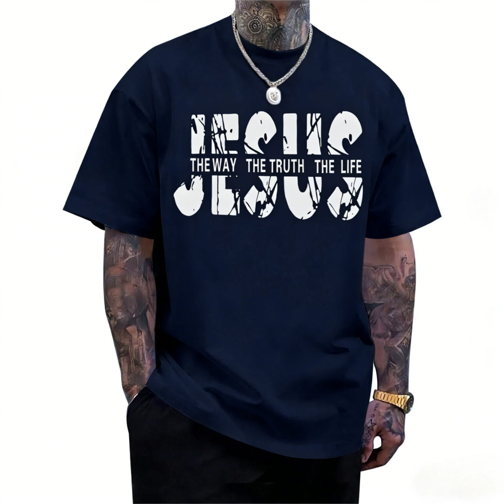 Christian Jesus Faith Shirts for Men God Religious Cross Bible Verse Inspirational Oversized Graphic Tees Tops Graphic T-Shirts