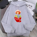 Cartoon Strawberry Women Hoodies Strawberry shortcake Hoodies Tops Long Sleeve Pockets Fashion Hooded Sweatshirts