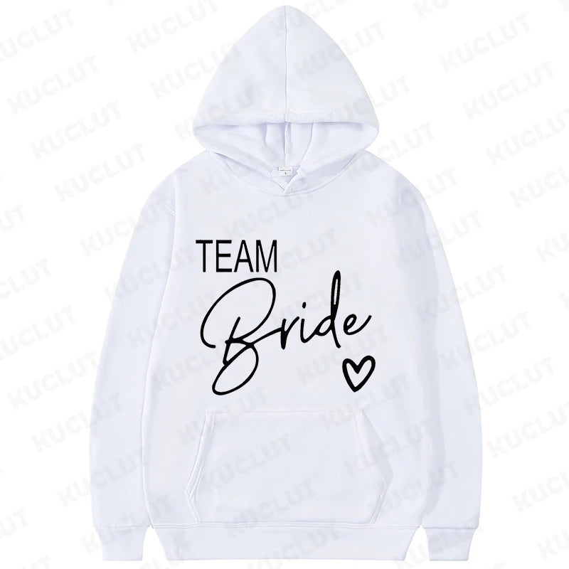 Team Bride Matching Hoodies Women Soft Casual Bridesmaid Bachelorette Party Gift Hooded Sweatshirts Wedding Group Outfits Tops