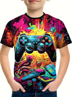 T-Shirts for Boys Short Sleeve 3D Gamepad Print Kids Summer Clothes Casual Fashion O-Neck Boys Tshirt Tops Children's Clothing