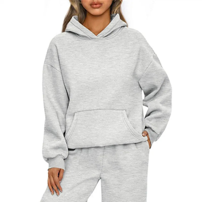 Autumn Winter Casual Sports hoodie Sweatshirt Solid-color long-sleeve Women's Fashion Loose hoodie Women's tops pullover