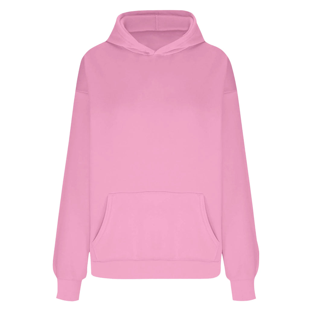 Plus Size Hooded Sweatshirt for Women Fall Fashion Casual Solid Color Pocket Hoodies Women's Clothing Street Hip Hop Hoody