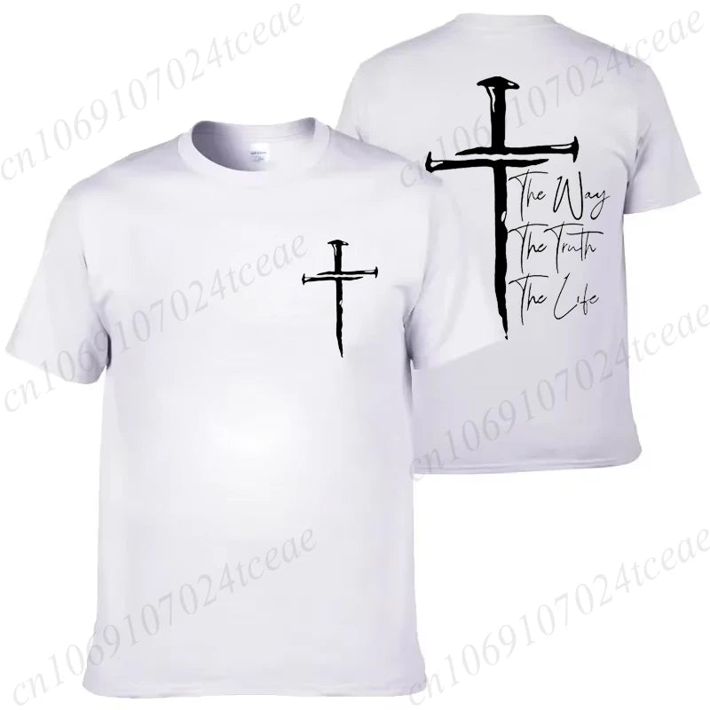 New Summer Men's T-Shirt Clothing Jesus Cross Vintage Printed Tees for Men Women Oversized Tops Christian Faith Shirt Clothing