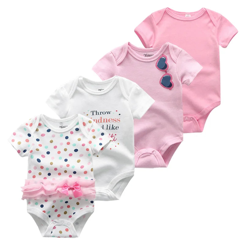 4Pieces Cotton Newborn Bodysuit Print Baby Girl Clothes 0-12M Cartoon Baby Boy Clothes Summer Short Sleeve Romper Bebes