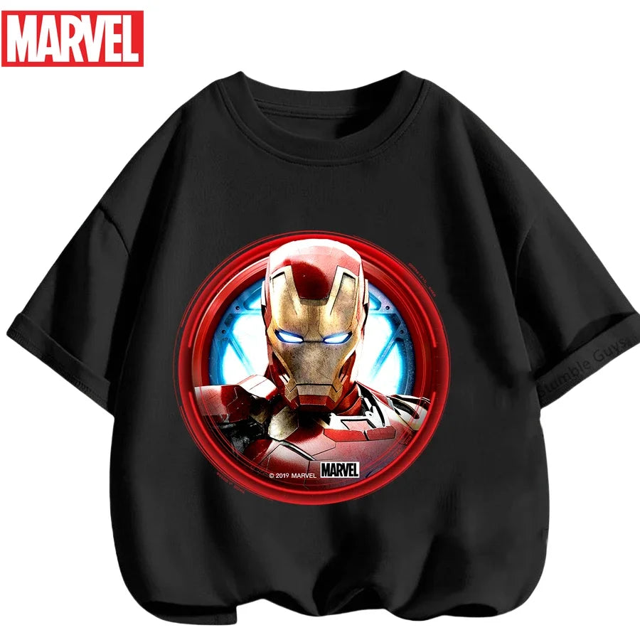 Kids Marvel Iron Man Avengers T-Shirt Boys Girls Summer Casual Tees 2026 New Anime Clothes
