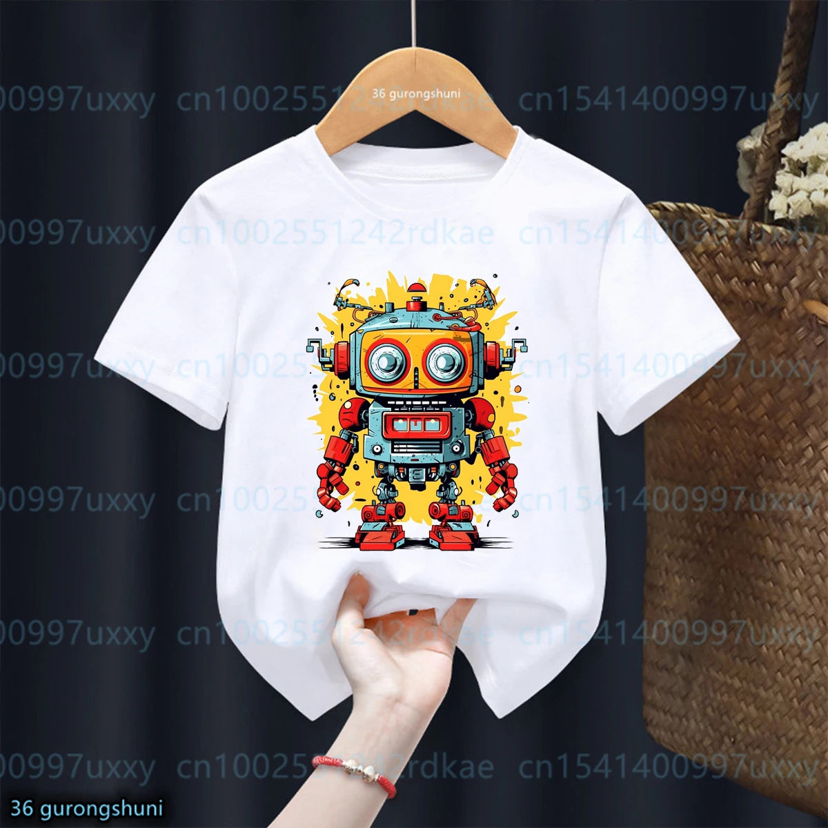 New Boys T-shirt Cool Robot Print Tshirt Fashiona Trendy Boys Clothing Cute Baby Tshirt Summer O-Neck boys Top 1-15 yeas old