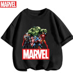 Summer Boys Girls Hulk T-Shirt 3-14 Years Marvel Super Hero Kids Spiderman Breathable Short Sleeve Avengers Soft Tee
