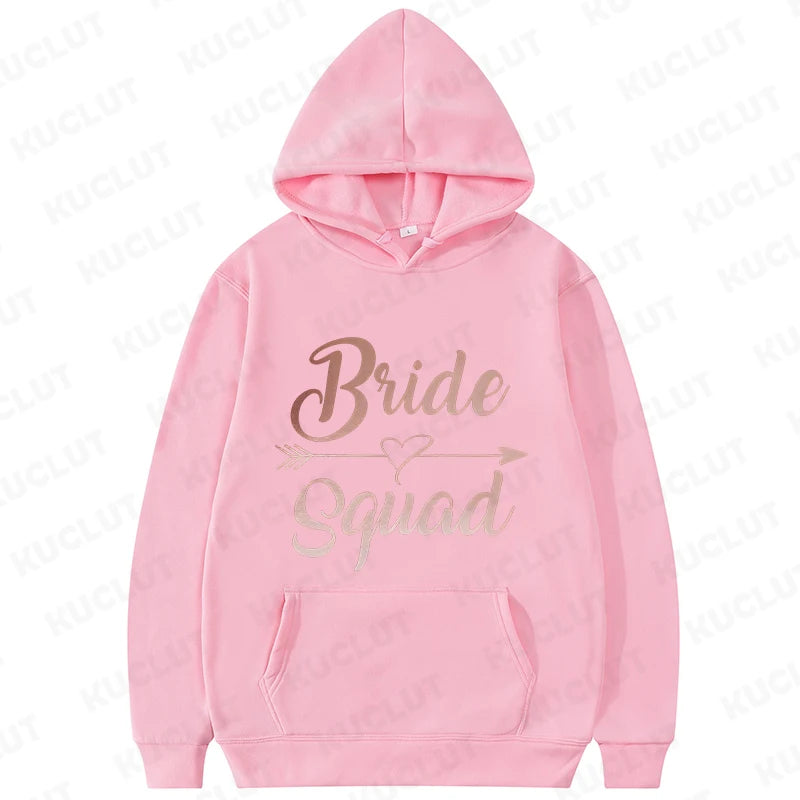 Team Bride Squad Hoodies,  Arrow Heart Graphic Sweatshirts, Women's Casual Hooded Tops for Bridal Wedding & Bachelorette Party