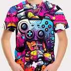 T-Shirts for Boys Short Sleeve 3D Gamepad Print Kids Summer Clothes Casual Fashion O-Neck Boys Tshirt Tops Children's Clothing