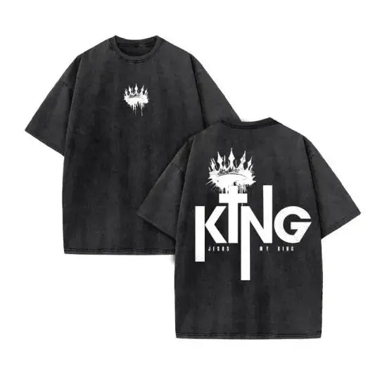 Jesus Christian Design New Summer Men's Top T-shirt Wash Short Sleeve Street Print Vintage T-shirt Oversized for Men and Women