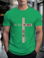 Mens Jesus Is King T-Shirts,The Way The Truth The Life Tops,Bible Verse Jesus Shirt,Mens Christian T-Shirt,Cross Vintage Tees