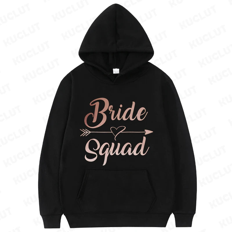 Team Bride Squad Hoodies,  Arrow Heart Graphic Sweatshirts, Women's Casual Hooded Tops for Bridal Wedding & Bachelorette Party