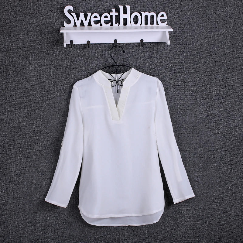 Plus Size Blouse Clothing Women Long Sleeve Shirt Chiffon Blouse Ladies Top
