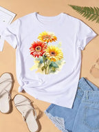 Graphic T-shirt Women Top Lady Female Shirt Tee Flower Carto Women Clothes Aesthetic Clothes Tops