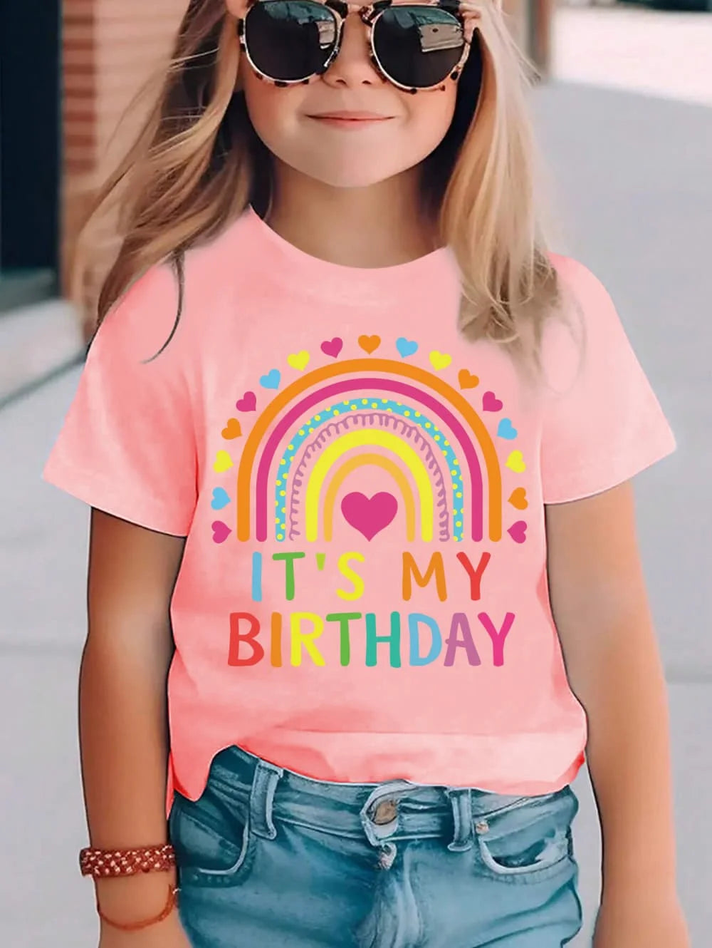 Girl Clothes Birthday Princess Printed Girls T-Shirt Happy Birthday Girl Party Outfit Tops Kids Short Sleeve Tshirt Kids Clothes
