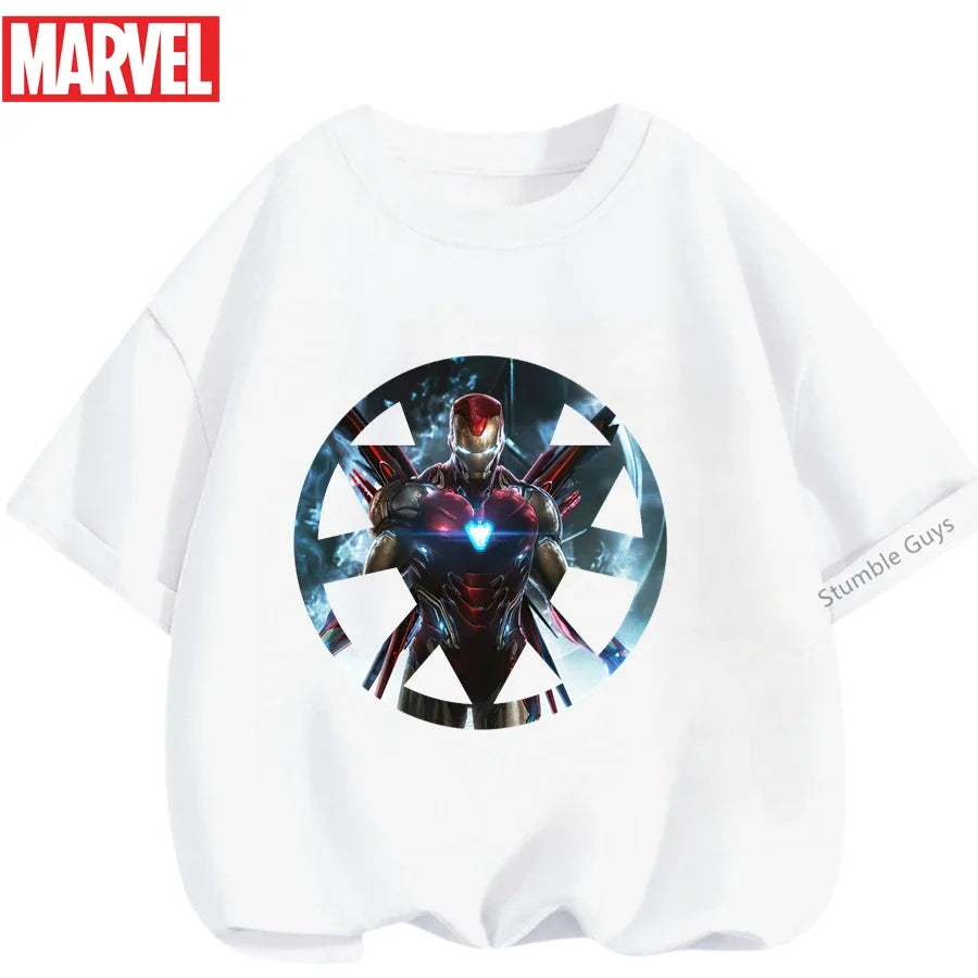 Kids Marvel Iron Man Avengers T-Shirt Boys Girls Summer Casual Tees 2026 New Anime Clothes