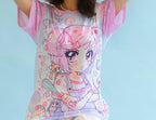 Summer Latest Harajuku Style Arrogant Girl Pattern Women's T-shirt Y2k Cute Children's Girl 3D Short Sleeve Oversized Casual Top