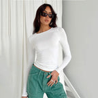 Women Casual Long Sleeve T-Shirts Spring Autumn Solid Slim Fit Pullovers Tees Shirts Female Streetwear Base Tees Tops
