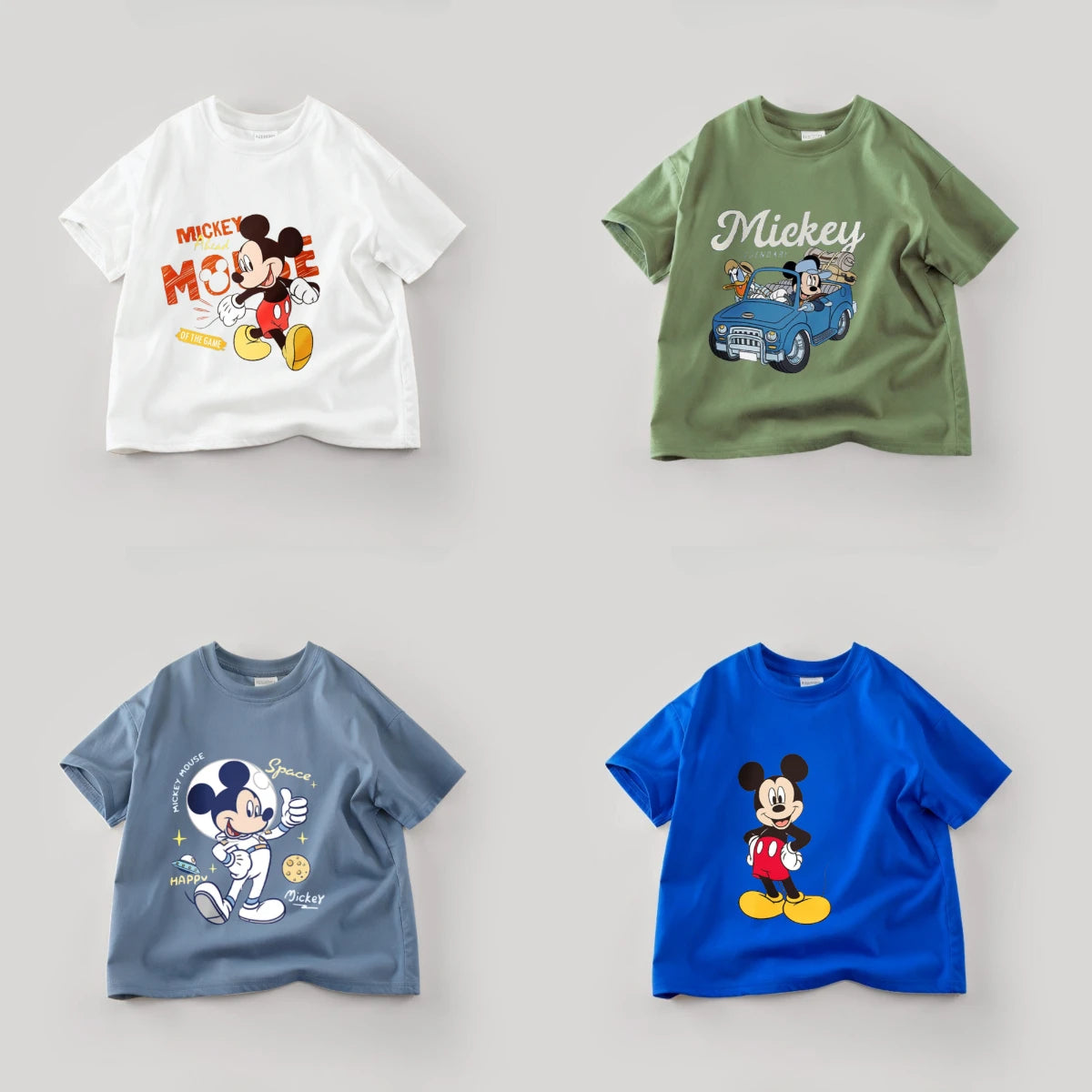 Disney Mickey Boys T Shirts Short Sleeved Tops Cartoon Cotton Kids Clothing Summer Casual Simple Children Tees Toddler Costume