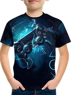 T-Shirts for Boys Short Sleeve 3D Gamepad Print Kids Summer Clothes Casual Fashion O-Neck Boys Tshirt Tops Children's Clothing