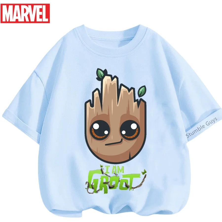 Summer Boys Girls Hulk T-Shirt 3-14 Years Marvel Super Hero Kids Spiderman Breathable Short Sleeve Avengers Soft Tee