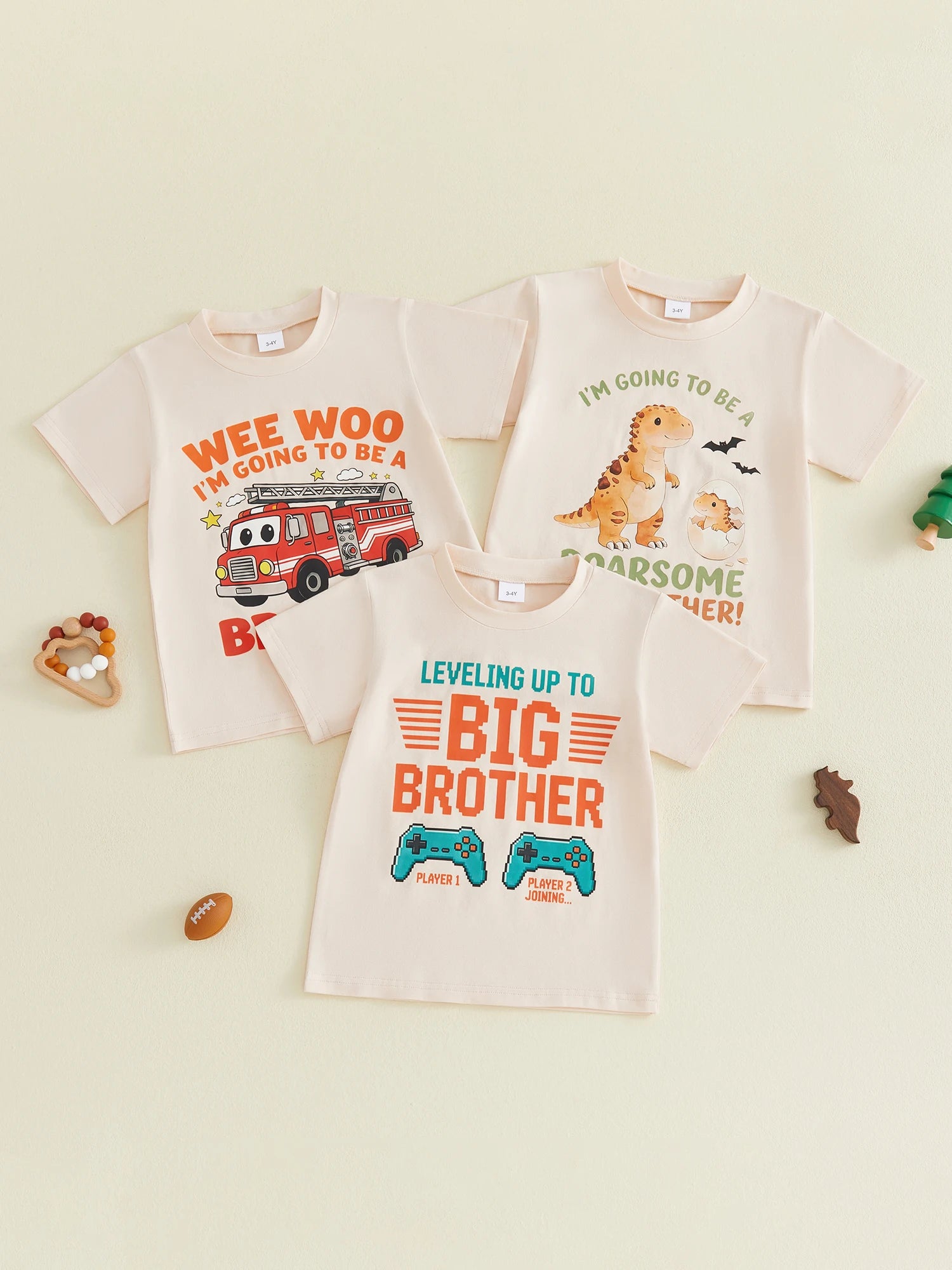 Children s Boys T-Shirts with Fun Dinosaur Fire Truck and Gamepad Designs - Short Sleeve Crew Neck Tops for Summer Casual Wear