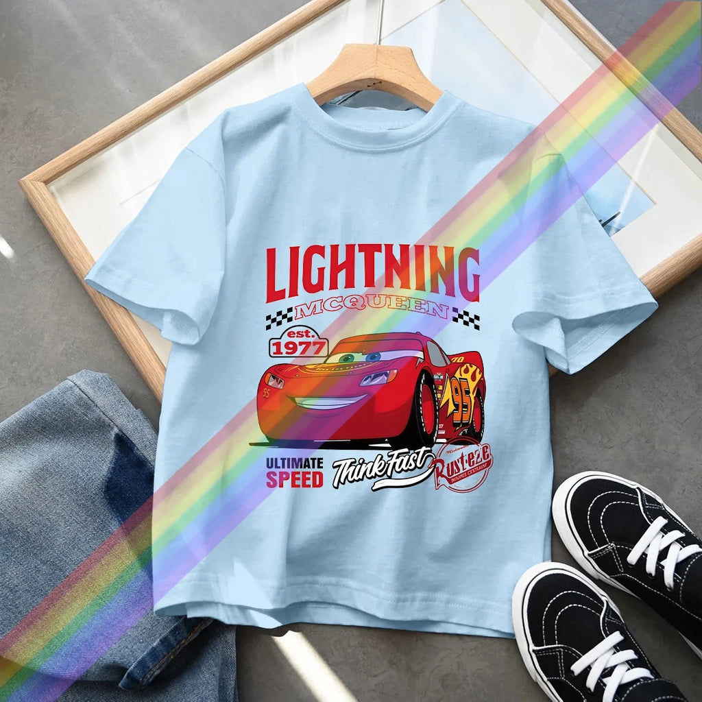 Hot Sale Car Pixar Lightning McQueen Print Cute Kids T-Shirts Girls Clothes Baby Boys Short Sleeve T Shirt Summer Children Tops
