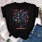 Fashion Women Men T Shirt Colorful Butterfly Petal Graphic Print T Shirt Casual Crew Neck Short Sleeve Plus Size T Shirt Unisex