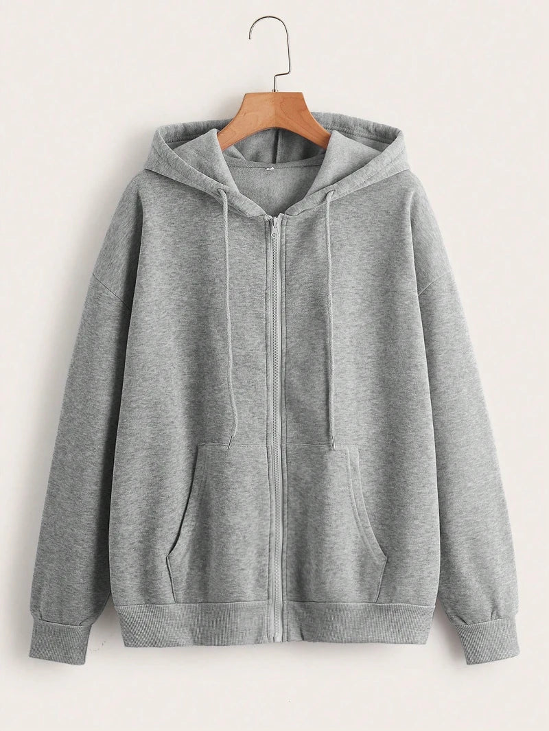 Plus Size Women's Drawstring Hooded Sweatshirt Tops Graduation Back To School Graduation Teacher Outfits Women Zip Up Pocket