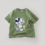 Disney Mickey Boys T Shirts Short Sleeved Tops Cartoon Cotton Kids Clothing Summer Casual Simple Children Tees Toddler Costume