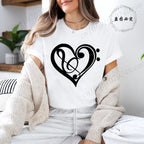 Women's T-shirts Music Note Heartbeat Printed T-Shirt Music Lover Funny Graphic Tee Shirts for Men Women Fashion T-Shirts Tops