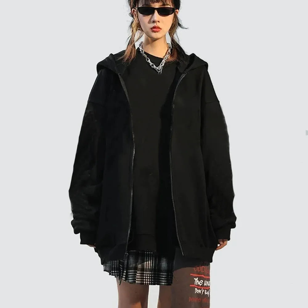 Women's Long Sleeve Zip Closure Breathable Lightweight Sweatshirts Perfect Autumn Hoodie Jackets in Casual Street Style