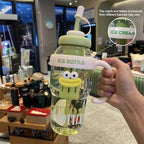 1 Pc Stylish Large-Capacity Sports Water Bottle with Straw, Portable & Heat-Resistant Plastic Cup for Women