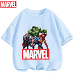Summer Boys Girls Hulk T-Shirt 3-14 Years Marvel Super Hero Kids Spiderman Breathable Short Sleeve Avengers Soft Tee