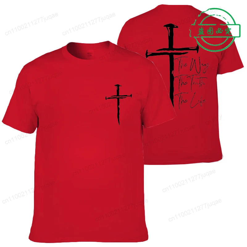 New Summer Men's T-Shirt Clothing Jesus Cross Vintage Printed Tees for Men Women Oversized Tops Christian Faith Shirt Clothing