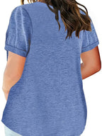 Plus Size 1XL-8XL Women's Loose Tops Ladies Casual V-neck Short Sleeve Pocket T-shirt Spring and Summer New Style