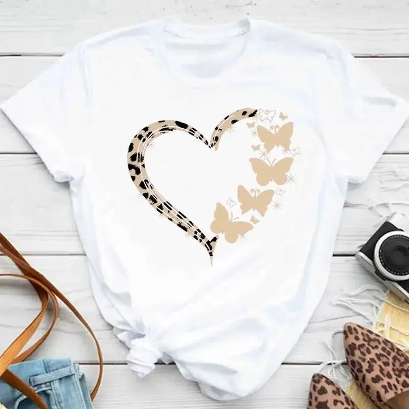 Fashion Women Men T Shirt Colorful Butterfly Petal Graphic Print T Shirt Casual Crew Neck Short Sleeve Plus Size T Shirt Unisex