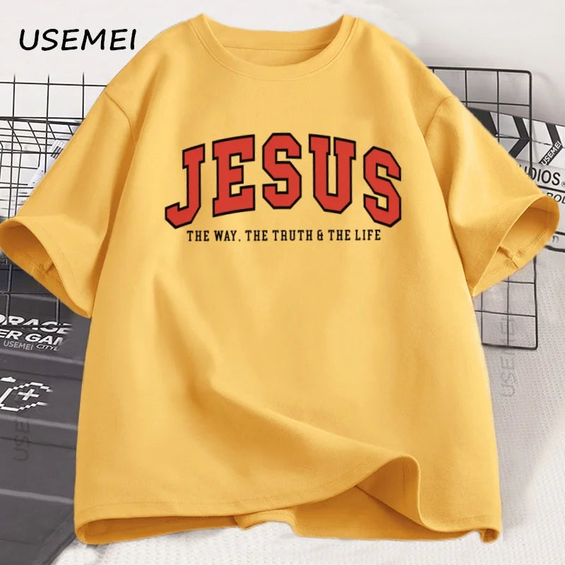 Jesus T Shirt The Way The Truth The Life Tshirt Christian Varsity Football Tees Bible Verse Faith T-shirt Men Women Clothes