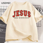 Jesus T Shirt The Way The Truth The Life Tshirt Christian Varsity Football Tees Bible Verse Faith T-shirt Men Women Clothes