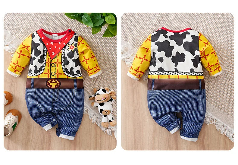 Newborn Knitted Baby Onesie Cartoon Boy Toddler Jumpsuit Romper Spring and Autumn Cute Cool Soft Comfortable Style Round Neck