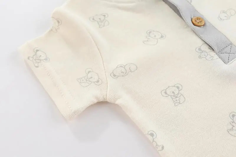Unisex Cotton Newborn Baby Boy Clothes 3Pieces Summer 0-12M Cartoon Baby Girl Clothes Print Bodysuits Short Sleeve Bebes