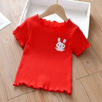 Girls Short Sleeve T-Shirt Summer Clothing 100% Cotton Comfort Children 1-7 Years Old Half Sleeve Top Kids Casual Outdoor Wear