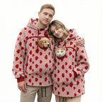 Ladies Winter Hooded Lamb Velvet Zipper Kangaroo Pocket Cat Dog Mommy Outwear Sweatshirt Comfortable Street Style Trendy Fashion