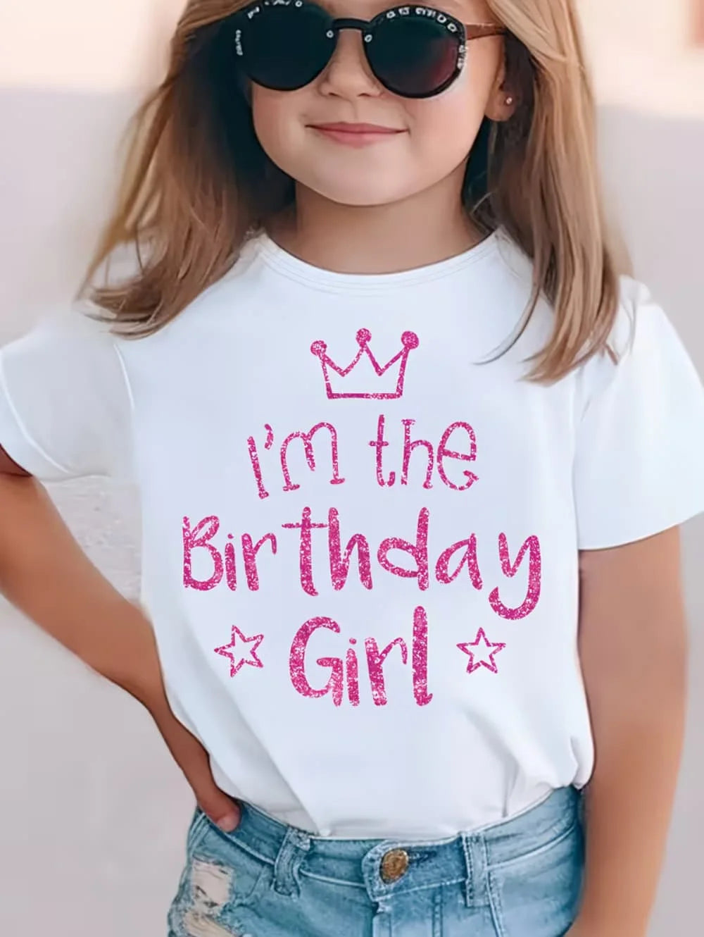 Girl Clothes Birthday Princess Printed Girls T-Shirt Happy Birthday Girl Party Outfit Tops Kids Short Sleeve Tshirt Kids Clothes