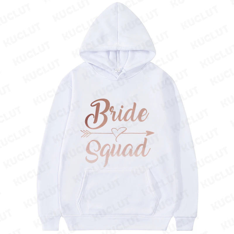 Team Bride Squad Hoodies,  Arrow Heart Graphic Sweatshirts, Women's Casual Hooded Tops for Bridal Wedding & Bachelorette Party