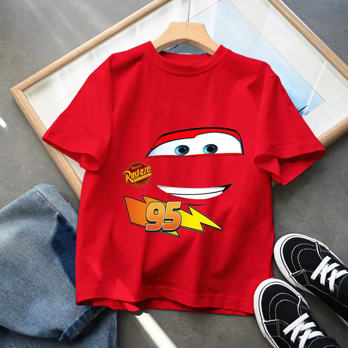 Hot Sale Car Pixar Lightning McQueen Print Cute Kids T-Shirts Girls Clothes Baby Boys Short Sleeve T Shirt Summer Children Tops