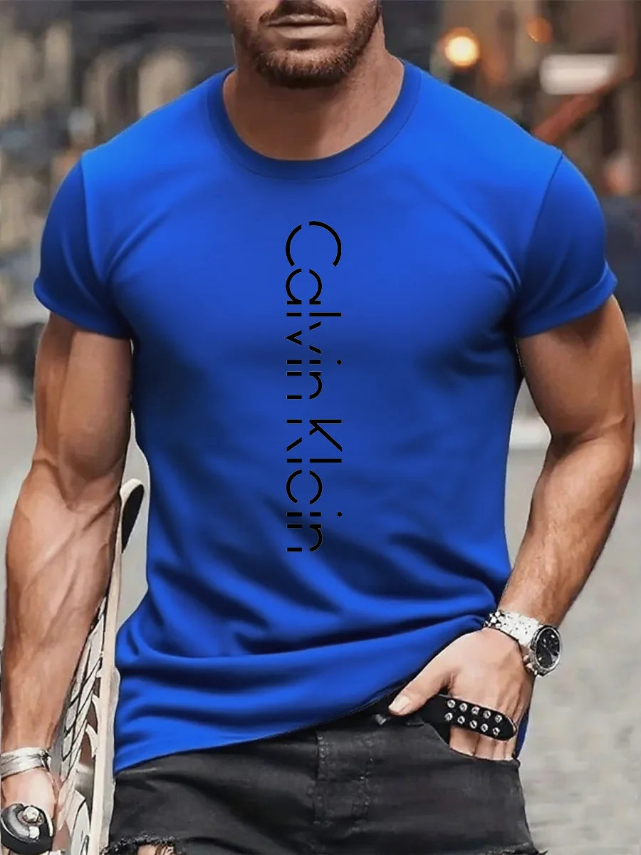 Luxurious brand fashionable cartoon letter print round-neck street-style short-sleeved T-shirt, trendy men's summer Y2K top